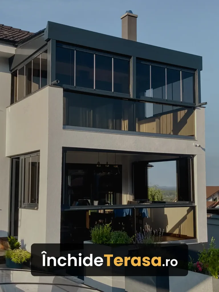 Închidere balcon cu sticlă glisantă – protecție eficientă și design modern pentru un spațiu confortabil pe tot parcursul anului.
